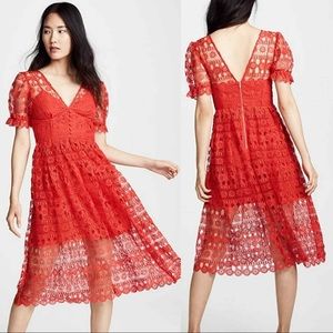 Brand New Self Portrait Red Midi Dress US size 2